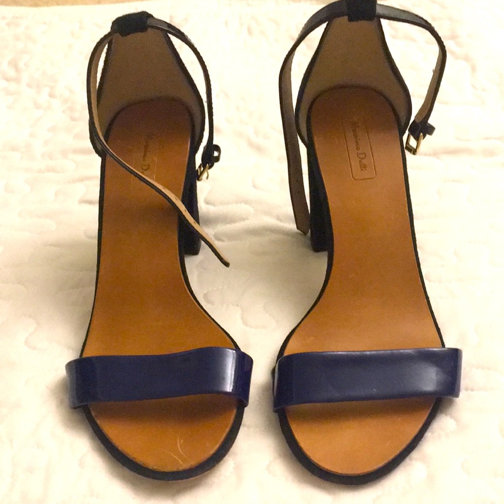 Sexy strappy navy leather heels, Massimo Dutti